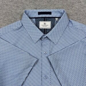 7 Diamonds 4 Way Stretch Shirt Mens Medium Blue Apollo Performance Button Up